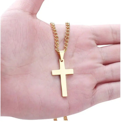 Kors halsband för män | Hängsmycke i rostfritt stål 5x3 cm | Klassisk design | 60 cm kedja i järn | Tidlöst och hållbart smycke | 40g
