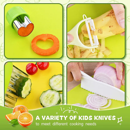 Mini Master Chef™ köksset för barn | Barnsäkra knivar och redskap i trä och plast | 13-delars och 6-delars set | Utvecklar finmotorik och kreativitet | Montessori-inspirerat leksaksset
