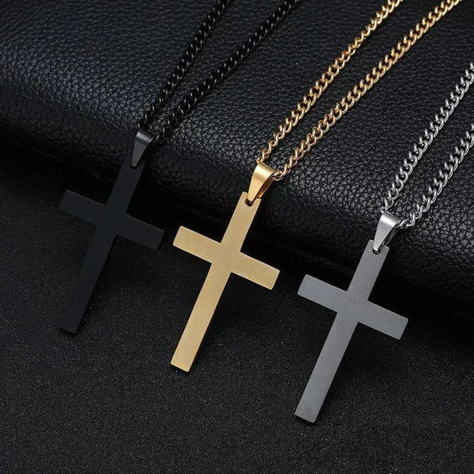 Kors halsband för män | Hängsmycke i rostfritt stål 5x3 cm | Klassisk design | 60 cm kedja i järn | Tidlöst och hållbart smycke | 40g
