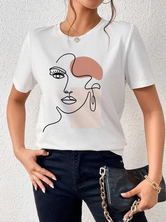 Dames T-shirt met Moderne Kunstprint - Visconte