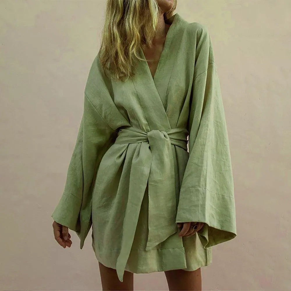 Grace - Elegante en Comfortabele Groene Kimono Jurk voor Vrouwen - Visconte