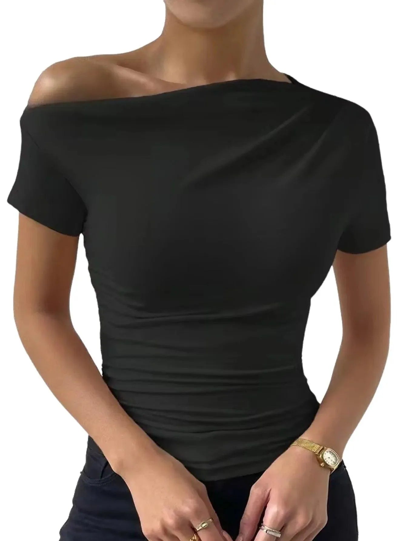 Dames Off-Shoulder T-shirt - Visconte