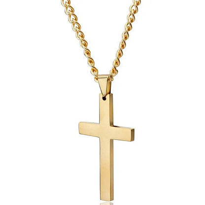 Kors halsband för män | Hängsmycke i rostfritt stål 5x3 cm | Klassisk design | 60 cm kedja i järn | Tidlöst och hållbart smycke | 40g